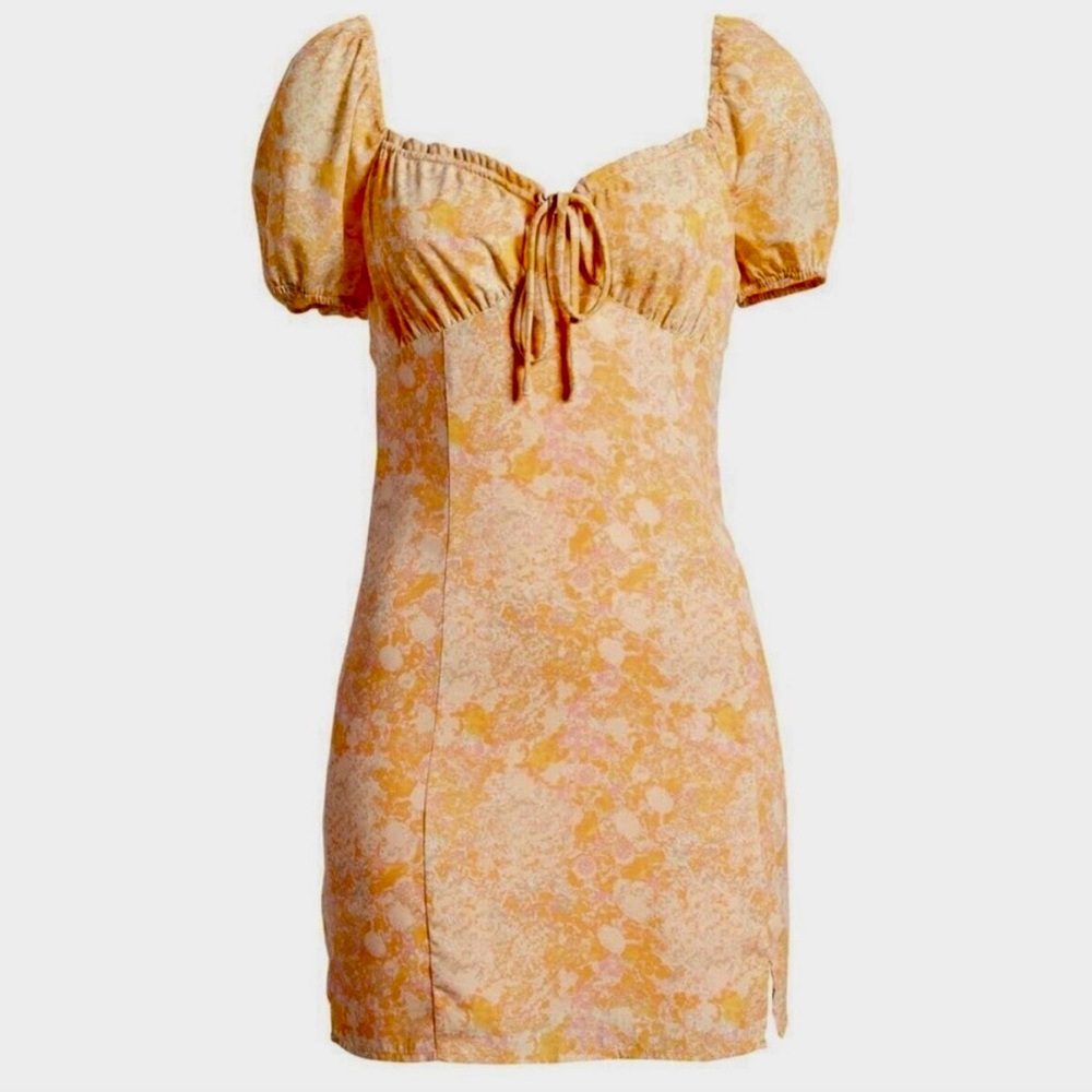 BP. Nordstrom Ditsy Floral Tie Front Minidress in Orange / Yellow Size Large NWT